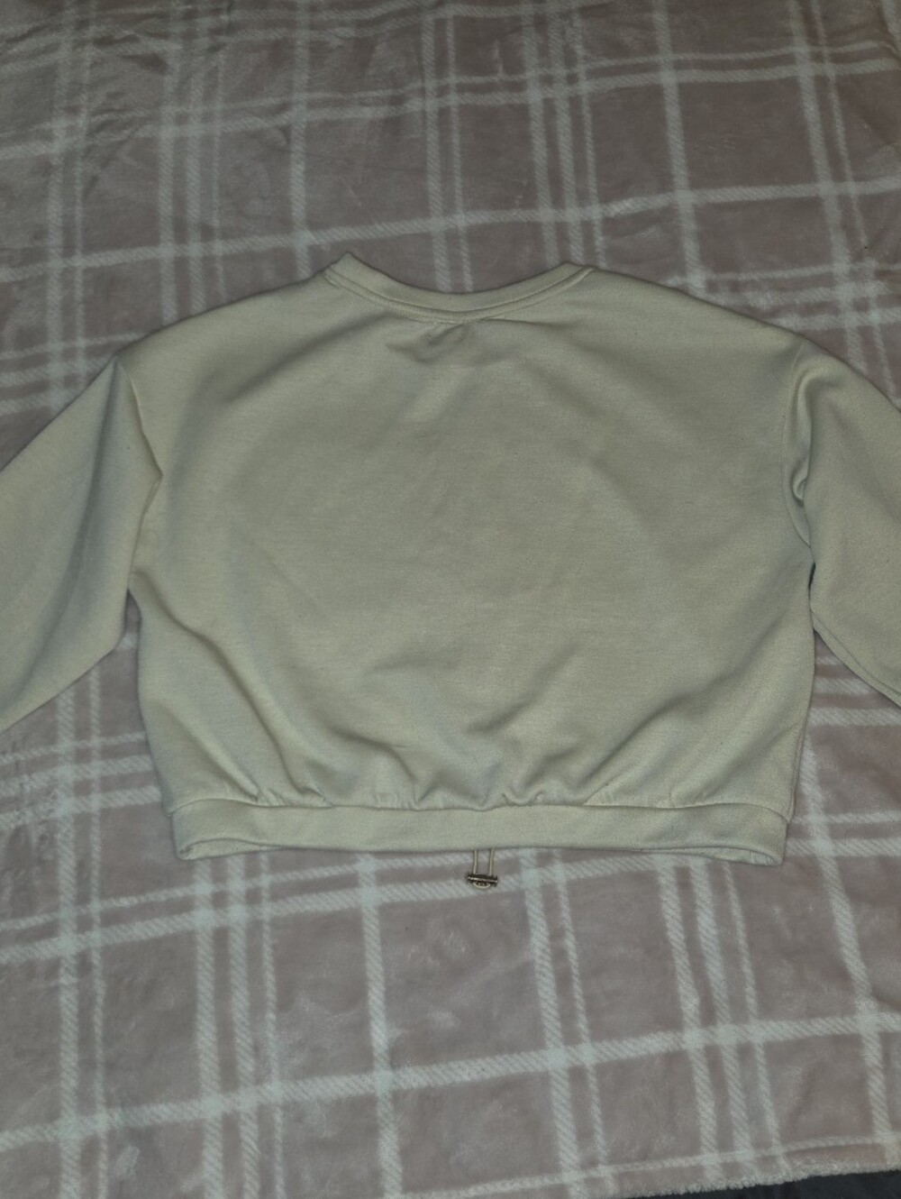 GUESS Off White Cropped Drawstring Sweatshirt -  Small - Picture 2 of 5